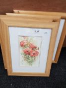 5 FRAMED WATERCOLOURS STILL LIFE SIGNED SAWELL