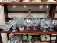 SHELF LOT OF GLASSWARE TO INCLUDE A LALIQUE TUMBLER
