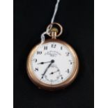 9 CARAT GOLD OPEN FACED POCKET WATCH JEWELLED MOVEMENT TOTAL WEIGHT 97.7G