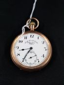 9 CARAT GOLD OPEN FACED POCKET WATCH JEWELLED MOVEMENT TOTAL WEIGHT 97.7G