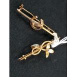 9 CARAT GOLD EQUESTRIAN BROOCH 2G AND ANTIQUE 15 CARAT GOLD SAPPHIRE AND OPAL BROOCH 2.3G