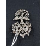 ANTIQUE SILVER MARCASITE SWEETHEART HANGING BROOCH