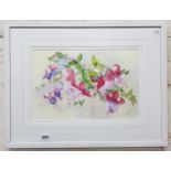 WHITE FRAMED WATERCOLOUR OF FUSHIA'S