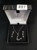 BELLEEK CRYSTAL EARRING AND NECKLACE SET