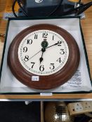 VINTAGE WOOD AND CERAMIC RUC WALL CLOCK