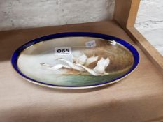 HAND PAINTED DISH 'FLYING SWANS' BY CHRISTOPHER HUGHES