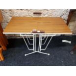 VINTAGE MAGAZINE RACK AND SMALL TABLE