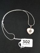 SILVER MARCASITE HEART SHAPE PENDANT ON SILVER CHAIN