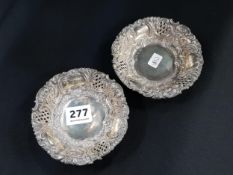 PAIR OF ANTIQUE SILVER BON BON DISHES