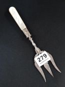 SILVER TOASTING FORK WITH MOTHER OF PEARL HANDLE