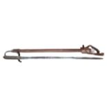 VICTORIAN ARTILLERY OFFICERS SWORD POST 1845 PATTERN. WITH LEATHER FIELD SCABBARD AND SAM BROWNE