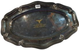 WORLD WAR TWO GERMAN LUFTWAFFE PLATTER 1941. SILVER PLATE, BOTTOM 2 HALLMARKS CURSIVE R IN SQUARE