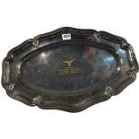 WORLD WAR TWO GERMAN LUFTWAFFE PLATTER 1941. SILVER PLATE, BOTTOM 2 HALLMARKS CURSIVE R IN SQUARE