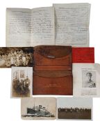 LEATHER WALLET BELONGING TO PTE.J.BROWN 14TH BATTN. ROYAL IRISH RIFLES (Y.C.V) ALONG WITH VARIOUS