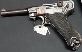 DEACTIVATED BYF LUGER SEMI AUTOMATIC PISTOL 9MM BARREL 4" GERMANY