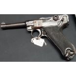 DEACTIVATED BYF LUGER SEMI AUTOMATIC PISTOL 9MM BARREL 4" GERMANY