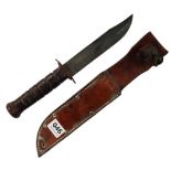 US NAVY KNIFE WITH 7" BLADE, 5" GRIP - WITH LEATHER AND 7.75" COVER FOR THE BLADE AND SHEATH