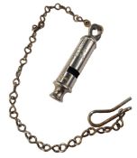 A GARDA UNIFORM WHISTLE & CHAIN MARKED GARDA 'SIOCADA' FIRST ISSUED 1922/40. EXCELLENT CONDITION