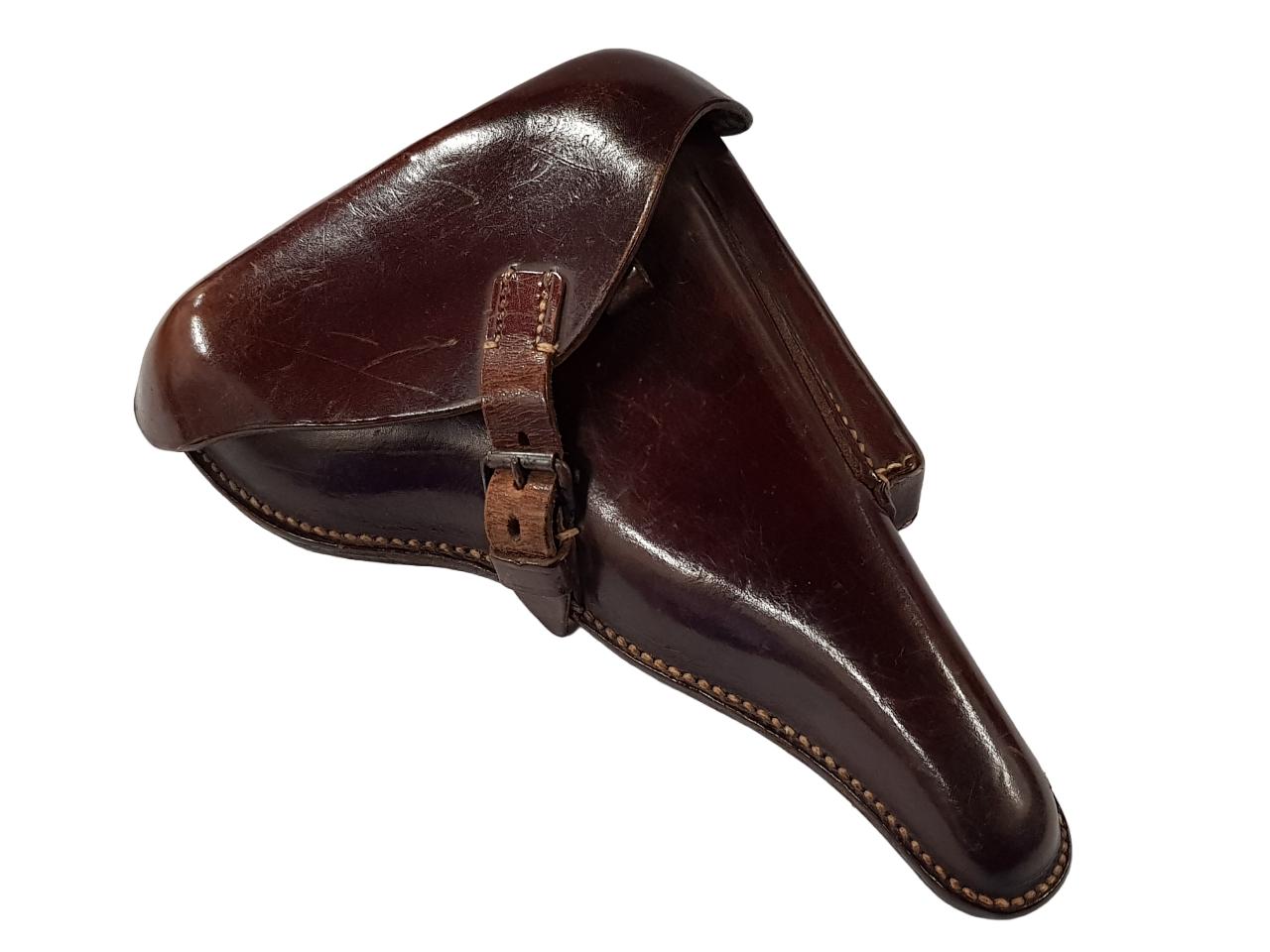 WORLD WAR 2 THIRD REICH BROWN LEATHER HOLSTER STAMPED TO REAR 1939 WITH EAGLE AND SWASTIKA.