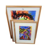 4 VARIOUS ABSTRACT PAINTINGS