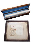 SIR MICHAEL CONNAL PRESENTATION SCROLL AND BOX AND FRAMED LETTER