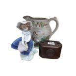 VICTORIAN JUG, LLADRO FIGURE AND MONEY BOX