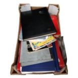 BOX OF STAMP ALBUMS, STOCK BOOKS ETC