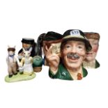 5 ROYAL DOULTON CHARACTER JUGS, TOBY HUG AND BUNNYKINS