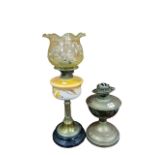 VICTORIAN PAINTED OIL LAMP AND LEMON SHADE