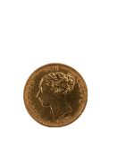 1873 QUEEN VICTORIA YOUNG HEAD HALF SOVEREIGN SHIELD BACK