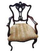 HEAVILY CARVED ANTIQUE MAHOGANY SIDE CHAIR