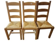 3 CHAIRS PINE AND STOOL