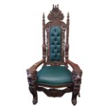 HEAVILY CARVED THRONE CHAIR