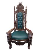 HEAVILY CARVED THRONE CHAIR