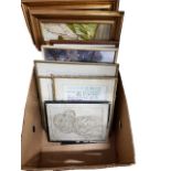 BOX OF PICTURES AND PAINTINGS