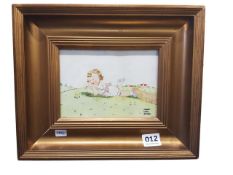 ORIGINAL SIGNED MABEL LUCIE ATTWELL WATERCOLOUR OF LITTLE GIRL LYING IN FIELD