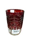 BELFAST INDUSTRIAL EXHIBITION BELFAST 1895 ETCHED RUBY GLASS