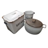 ENAMEL BREAD BIN & 2 OTHERS