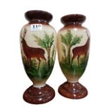 PAIR OF VICTORIAN PAINTED VASES