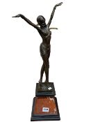 ART DECO STYLE BRONZE FIGURINE ON A MARBLE BASE SIGNED DH CHIPARUS (approx 54cm)
