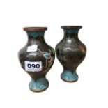 PAIR OF CLOISONNE VASES