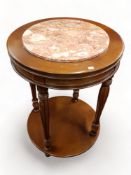 MARBLE TOPPED CIRCULAR SIDE TABLE