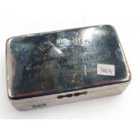 SILVER PRESENTATION CIGARETTE BOX 1902 - TOTAL WEIGHT 424G