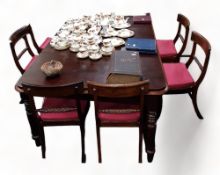 ANTIQUE MAHOGANY EXTENDING TABLE AND 8 CHAIRS