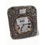 SILVER CASED WATCH 10CM X 11CM