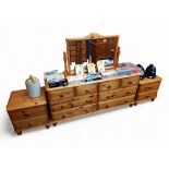 8 DRAWER PINE CHEST AND 2 X 2 DRAWER BEDSIDE LOCKERS