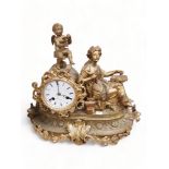 LARGE VICTORIAN GILT FIGURE CLOCK