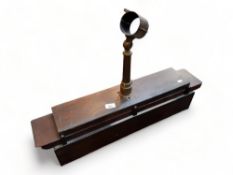 BRASS STAND FOR TELESCOPE ON WOODEN BASE