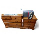 2 OVER 3 PINE CHEST OF DRAWERS AND PINE 3 DRAWER LOCKER