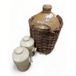 STONEWARE SPIRIT BOTTLE MCALISTER LTD BELFAST & 2 STONE BOTTLES